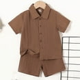 thumbnail image 4 of NIEWTR Toddler Boy’s Button Down Shirt and Shorts Set 2 Piece Casual Outfit Soft Breathable Cotton Summer Clothes for Daily Activity(A1-Brown,4-5 Years), 4 of 5