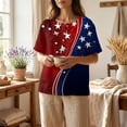 thumbnail image 5 of Womens Summer Tops 250 Anniversary USA Flag Short Sleeve 4th of July Patriotic American Flag Stars Button V Neck Henley 250th Anniversary USA shirt Fashion Beach Vacation Clothes Deep Red XXL, 5 of 10