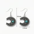 thumbnail image 5 of Eoperou 1 Pair Women Dangle Earrings Ethnic Crescent Shape Retro Bohemian Style Faux Turquoise Stainless Alloy Ear Decoration Jewelry Long Hanging Earrings, 5 of 7