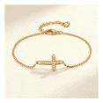 thumbnail image 1 of Pulsera De Cruz Con Zircón Para Mujer Regalo Xtellar Dorado 15.2 Cm, 1 of 3