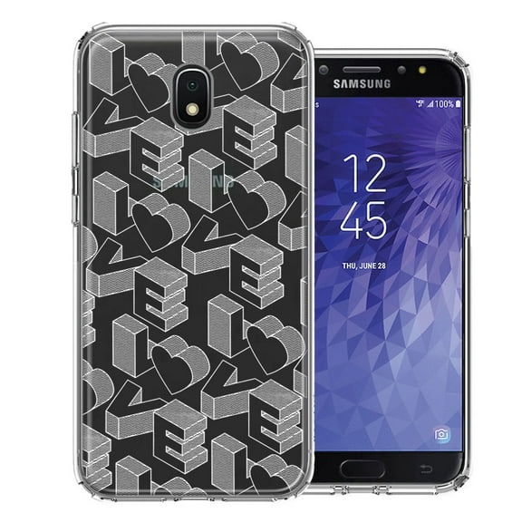 MUNDAZE for Samsung Galaxy J3 Express/Prime 3/Amp Prime 3 3D Love Letters Hearts Valentine's Day Double Layer Phone Case Cover