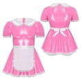 thumbnail image 3 of Vestido de sirvienta Sissy de línea A con encaje y volantes para hombre, de charol, trajes de cosplay, vestido de sirvienta con delantal, cuello de muñeca, mangas abullonadas, 3 of 5