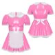 thumbnail image 3 of Vestido de sirvienta Sissy de línea A con encaje y volantes para hombre, de charol, trajes de cosplay, vestido de sirvienta con delantal, cuello de muñeca, mangas abullonadas, 3 of 5