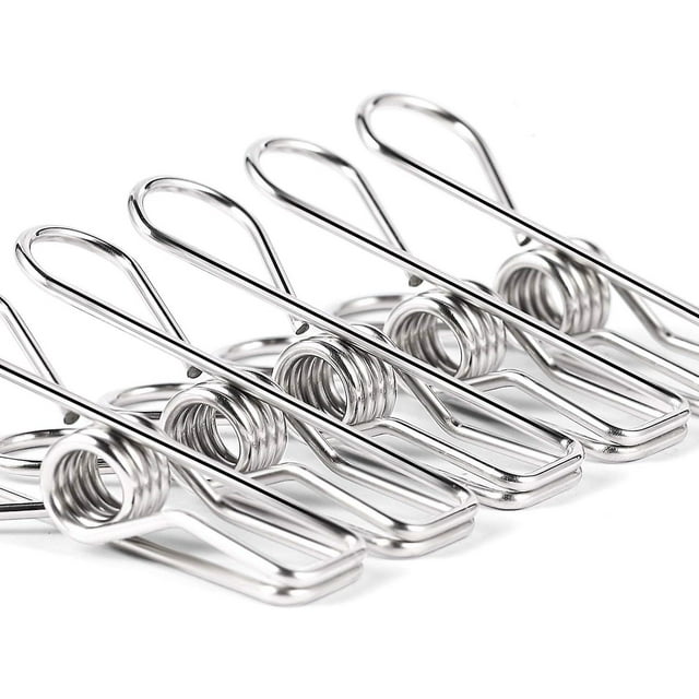 Pinzas para ropa para clips de lavandería - Paquete de 28 Pinzas para ropa multiusos de acero inoxidable resistentes Clips utilitarios de alambre de metal Pinzas de secado Abrazaderas para ropa