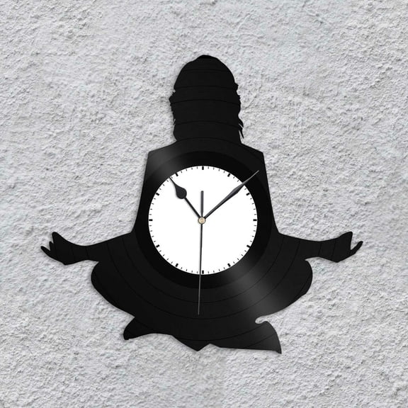 YanGxx Meditation Silhouette Vinyl Wall Clock Souvenir Gift for Friends Home Decoration Vintage Design Office Bar Room Home Decor