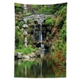 thumbnail image 3 of Ambesonne Nature Tablecloth Rectangular Table Cover, Waterfall Garden, 60"x90", Green White, 3 of 4
