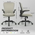 thumbnail image 3 of COOLHUT Ergonomic Office Chair, Task Chair, Comfort Desk Chair with Adjustable Lumbar Support and Flip up Arms, 350LBS, Gray, 3 of 15