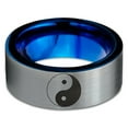 thumbnail image 2 of Tungsten Yin-Yang Band Ring 8mm Men Women Comfort Fit Blue Flat Cut Brushed Gray Polished Size 4, 2 of 4