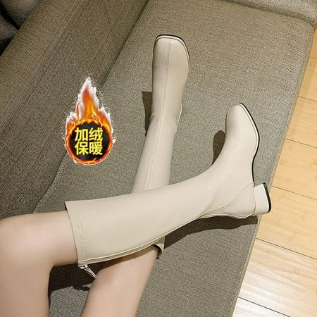 

HHH Knight Boots Shi Autumn and Winter 2024 New Boots Slimming Women s Boots Fleece-lined Martin Boots High-Top Boots