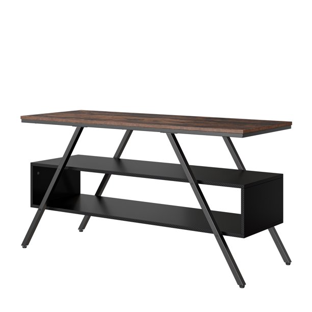 Homfa TV Stand Table, 3 Tiers Console Center for TVs up to 55", Black