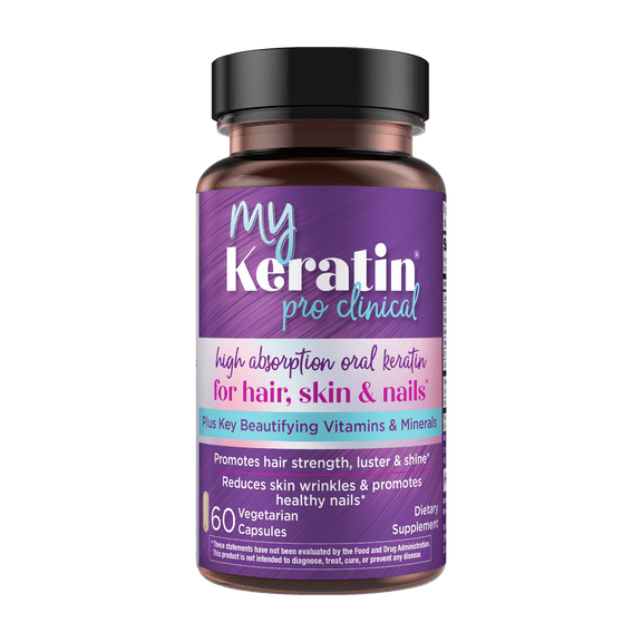 Purity Products MyKeratin ProClinical Advanced Hair Therapy Reduces Hair Loss & Increases Hair Strength, Shine & Luster - Next Generation Keratin Hair, Skin & Nails Super Formula - 60 Veg Capsules