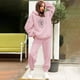 thumbnail image 2 of Gibobby Conjunto dama pants y sudadera afelpada Traje pantalón de dos piezas con capucha informal y estampado de crisantemo para mujer(Rosa,M), 2 of 4