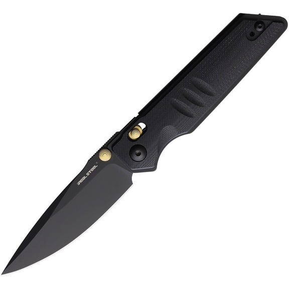 Real Steel Sacra Blackout Folding Knife, 4.13in Closed, 3.13in Black Stonewash Bohler K110 SS Blade, Black G10 Handle