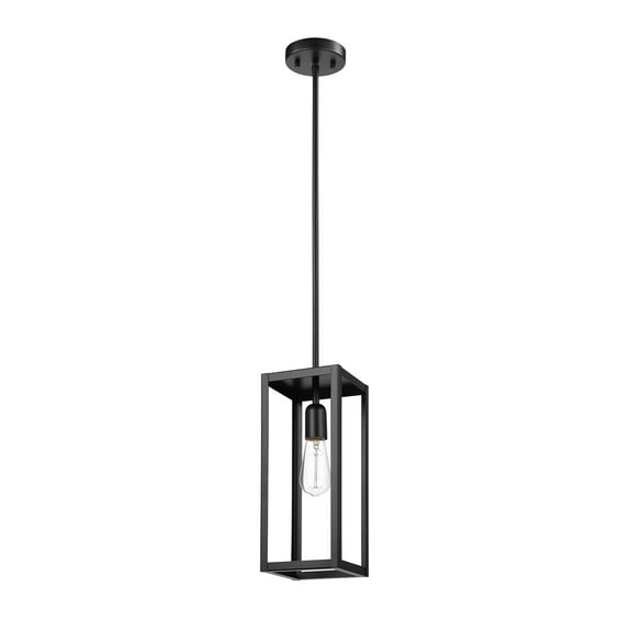 Globe Electric 1-Light Matte Black Open Shade Pendant Light