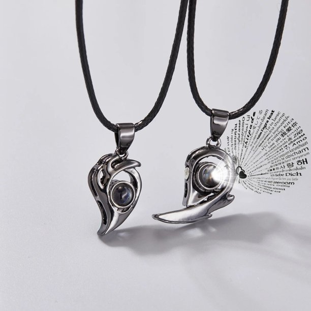 Collar magnético de proyección para pareja, colgante emparejado de distancia de corazón de amante, joyería para mujer, regalo del Día de San Valentín, 2 piezas