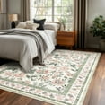 thumbnail image 6 of Washable Area Rug for Living Room, Curtilage 4'x6' Non-Slip Boho Pink Floral Print Indoor Rug, Low Pile Stain Resistant Carpet for Entryway, Nursery, 6 of 9