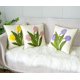 thumbnail image 2 of Nvzi Funda de almohada de algodón con mechones de tulipán estilo granja, funda de almohada con bordado floral primaveral, funda de cojín cuadrada suave (amarillo, 18" x 18"), 2 of 5