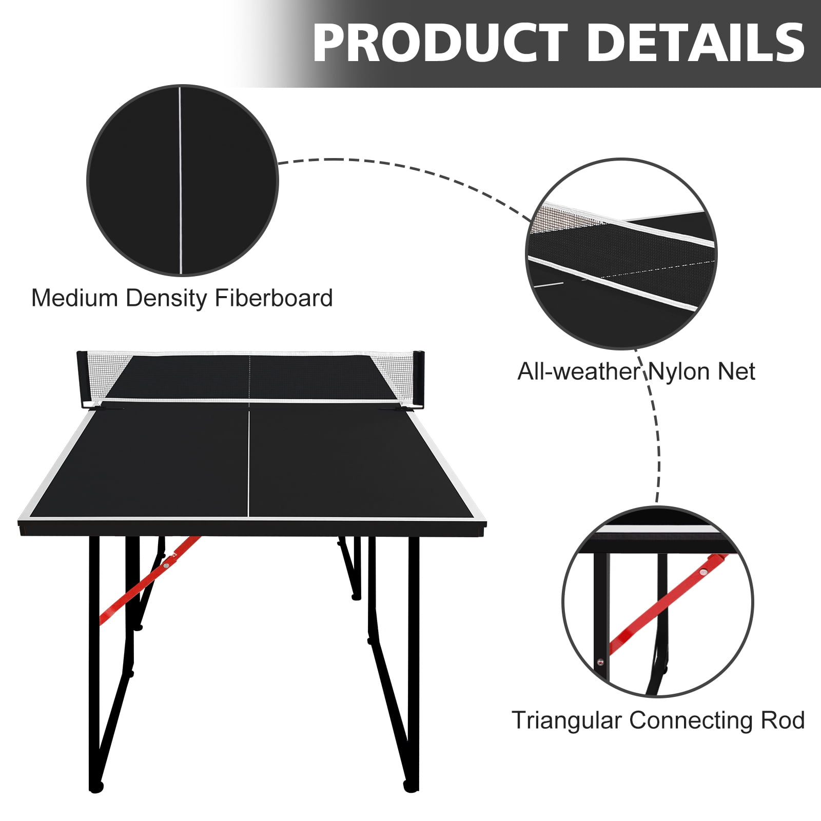 HooKung 6ft Ping Pong Table Foldable Table Tennis Table for Indoor Outdoor with Net, Table Tennis Paddles and Balls, Multi-Use Family Game Table for Kid Teenager Adult