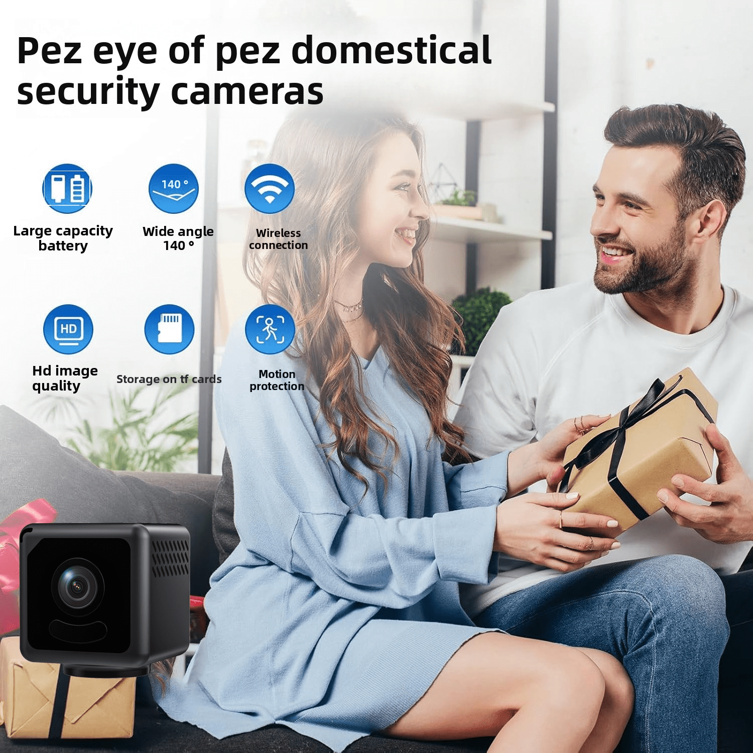 4K Mini Wireless Wi-Fi Camera with Audio and Video Recording, HD Smart Home Security Camera,Enhanced Color Night Vision,Indoor&Outdoor