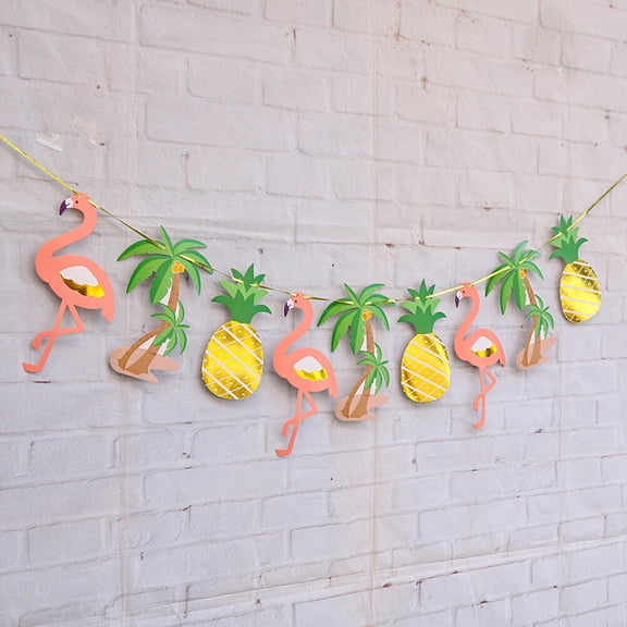Minkissy Hawaiian Triangle Banner Tropical Design Bunting for Garden Party Outdoor Luau Decoration 1 Set