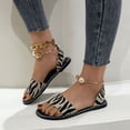 thumbnail image 1 of Pearl Clasp Open Toe Flat Roman Sandals Shoes for Women Girls, 1 of 1