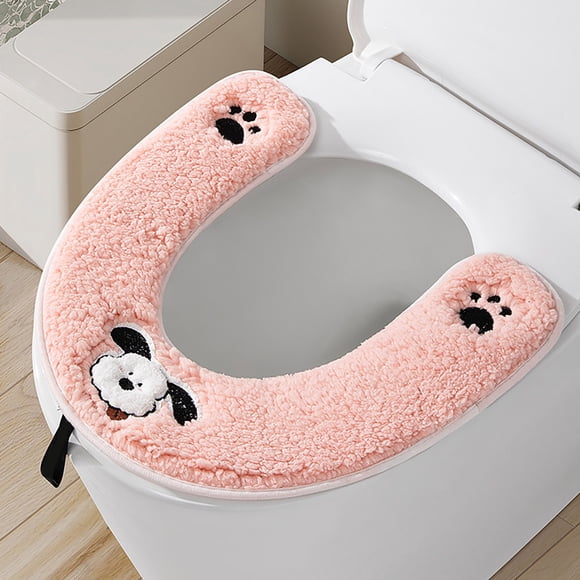 Shldybc Siège de Toilette Épaissi avec Poignée Anneau de Toilette d'Hiver Ensembles Lavables Siège de Toilette Tricoté Essentiels Ménagers