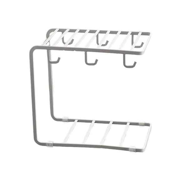 Double-Layer Cup Draining Rack, Sturdy Metal Mug and Glass Organizer Shelf for Kitchen Countertops, Non-Slip Feet and Compact Space-Saving Design