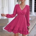 thumbnail image 6 of outfmvch pink dress for women short sleeve v neck mini dress chiffon dot flowy short dress womens dresses fall dresses, 6 of 9