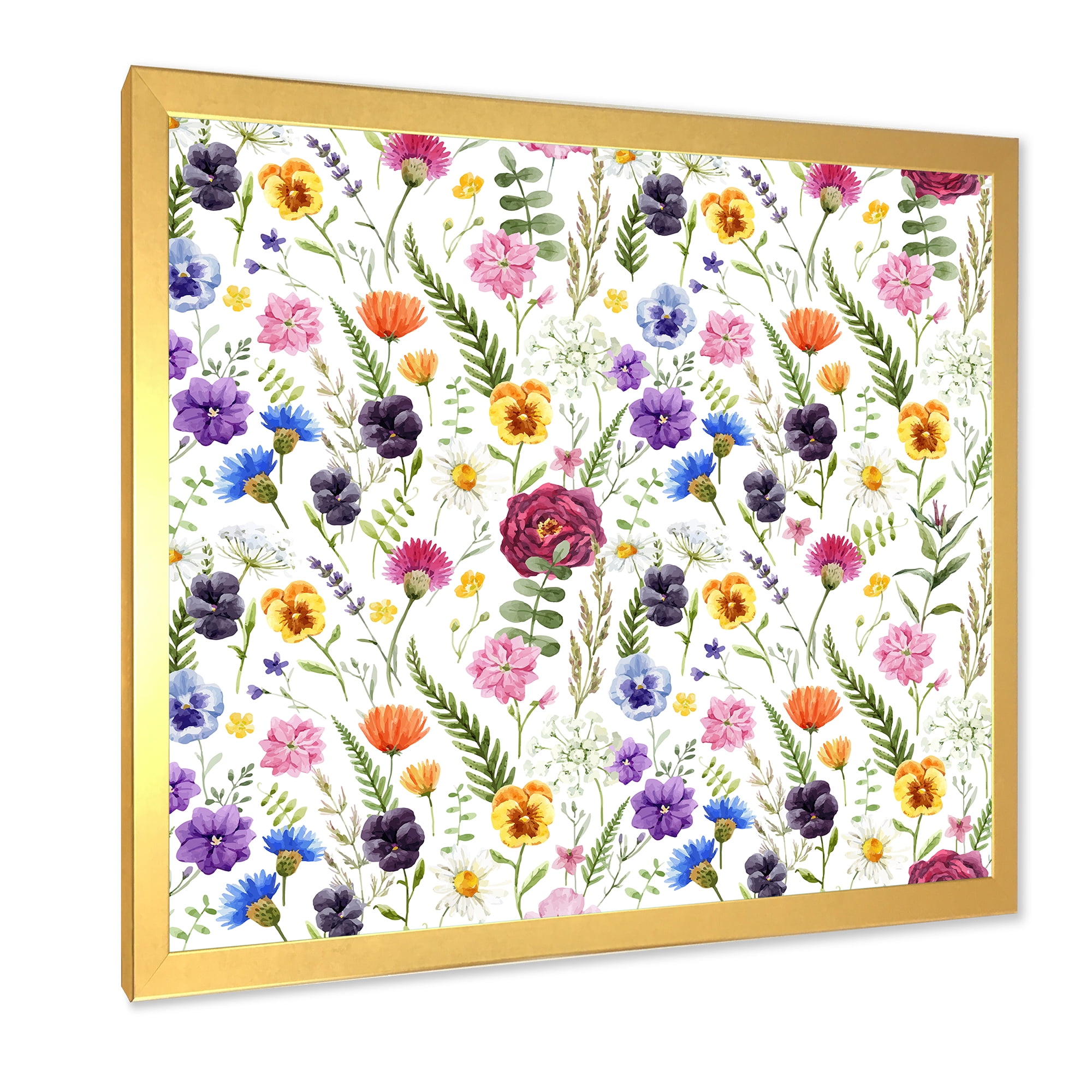 Designart 'Coloful Wildflowers Floral Pattern II' Traditional Framed Art Print