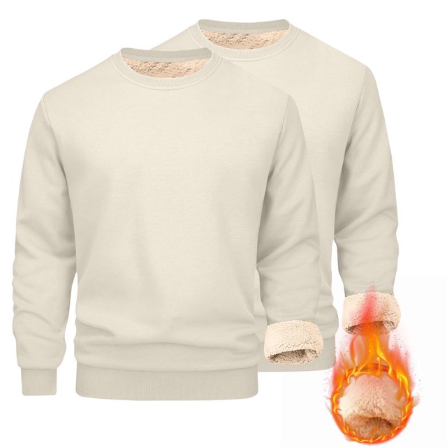 Styesk Chemises pour Hommes Mode Décontractée Chaleur Couleur Unie Manches Longues Col Rond