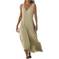 thumbnail image 1 of Admvng Robes pour Femmes Décontractées à Col en V Sans Manches Robe d'Été Grande Taille Ample Longue Robe de Plage d'Été P-2TG, 1 of 7