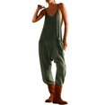 thumbnail image 1 of Pantalones Monos Cuello en V Una pieza Color sólido Bolsillos para mujer Traje diario Kuymtek Verde T XL para Mujer, 1 of 6