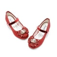 thumbnail image 5 of Stelle Girls Mary Jane Glitter Shoes Low Heel Princess Dress Shoes,Toddler Little Girls Crown Flower Girl Wedding Party Dress Pump Shoes,Red, 5 of 6