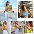 thumbnail image 5 of Vintage Aviator Sunglasses For Women Men 70s Glasses Retro Oversized Yellow Lens Shades, 5 of 5