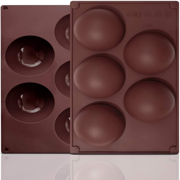 EIGTHTAIL 5-Cavity Large Semi Sphere Silicone Mold Cocoa Chocolate Bombs Molds for Chocolate Cake Jelly Pudding Handmade Soap Candy Set 2