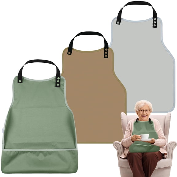 Melvexa Adult Bibs-3 Pcs Washable Clothing Protector with Upgraded Crumb Catcher