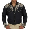 thumbnail image 4 of Mens T Shirts Golf Western Cowboy Long Sleeve Embroidered Slim Fit Button Down Pockets Mens Clothing,Beige,M, 4 of 4
