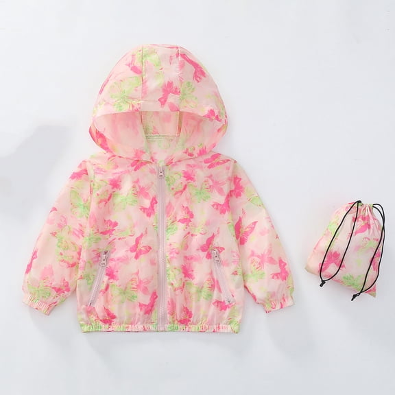 BXJX Girls Hooded Jackets, Long Sleeve Fashion Windproof Full Zip Lightweight Jackets with Pockets Pink Size 7-8 T