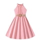 thumbnail image 1 of Odeerbi Niñas Verano Vestido Halter de Gasa Fiesta Princesa Vestidos Color Sólido Sin Mangas A-Vestido de Línea, 1 of 4