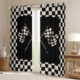 thumbnail image 2 of Homewish Boys Geometric Grid Flag Black Out Curtains,Car Theme Curtains Pack of 2 (42x63 Each),Black White Bedroom Curtains,Lightweight Room Decor, 2 of 6