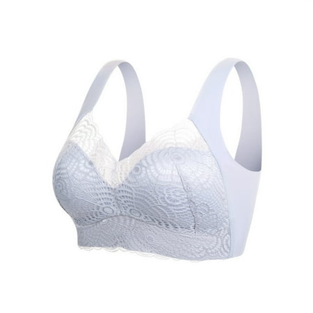 

Knosfe Wireless Bra for Women Comfort Seamless Lace Solid Full Coverage T-Shirt Bra