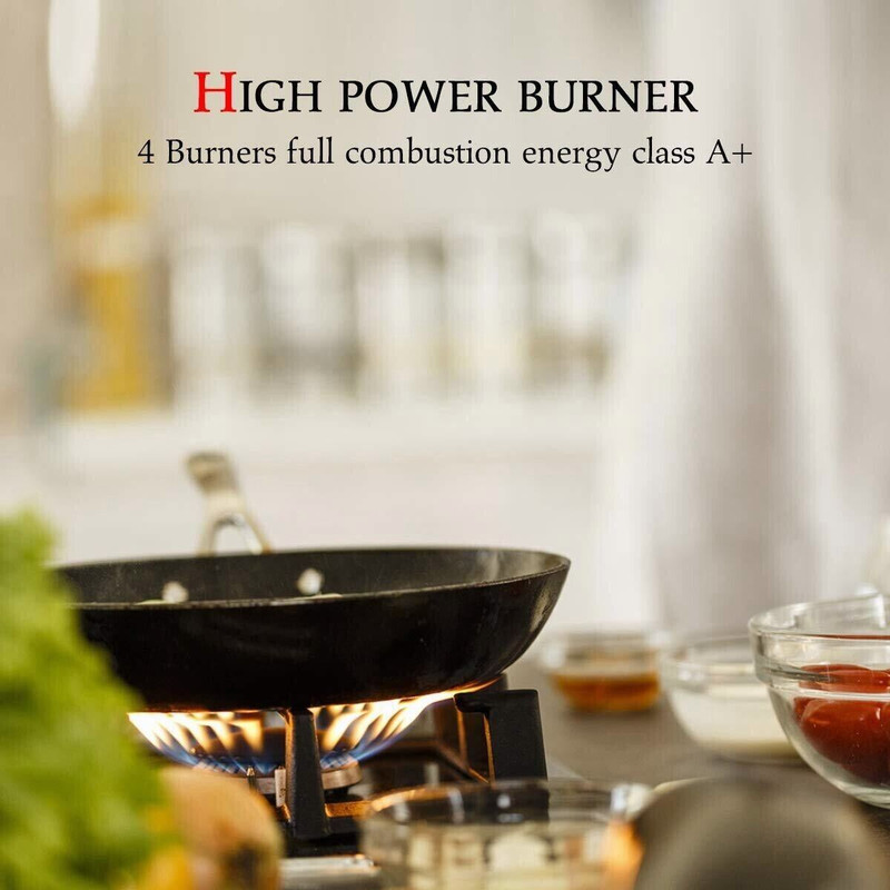 24 in. 4-Burners Recessed Gas Cooktop in Stainless Steel with 5-Power Burners