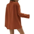 thumbnail image 5 of Liacowi Women 2 Piece Outfits Solid Color Loose Long Sleeve Shirt Elastic Shorts Casual Loungewear, 5 of 6
