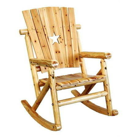 Leigh Country Aspen Outdoor Adult Wood Rocker with Star Cut Out Natural Beige