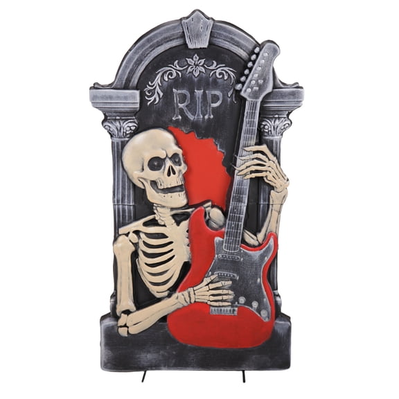 Haunted Hill Farm LED Battery Skeleton Guitar Light & Music Halloween Animatronic 3-Ft.
