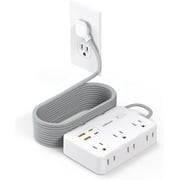 Surge Protector Power Strip 6 Outlets Extender 4 USB Charging Ports, 15ft Braided Extension Long Cord, 1250W/13A Multiplug for Multiple Devices Smartphone Tablet Laptop Computer Indoor and Outdoor