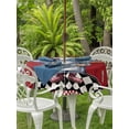 thumbnail image 2 of Outdoor Tablecloth with Umbrella Hole and Zipper, Red Vintage Gnomes Round Table Cloth 60 Inch Waterproof Tablecloth, Black Checkered Retro Art Picnic Table Cover for Patio Camping, 2 of 7