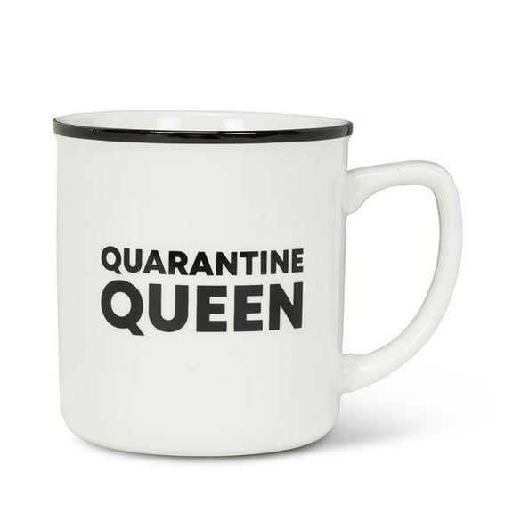 Abbott Collection AB-27-2020-514 4 in. Quarantine Queen Text Mug, White & Black
