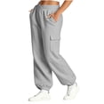 thumbnail image 6 of ZHYou No Boundarie Fleece Sweatpants for Women Casual Soft Stretch High Waist Cuffed Leg Loose Fall Winter Pants with Pockets,Gray,Size M, 6 of 7