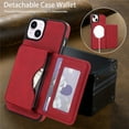 thumbnail image 2 of Case For iPhone 15 RFID Blocking Protective Purse Case With Magsafe Kickstand 2 In 1 Detachabl Flip Horizontal multi-slot card holder Shockproof Protective Leather Cover,Red,For iPhone 15, 2 of 8